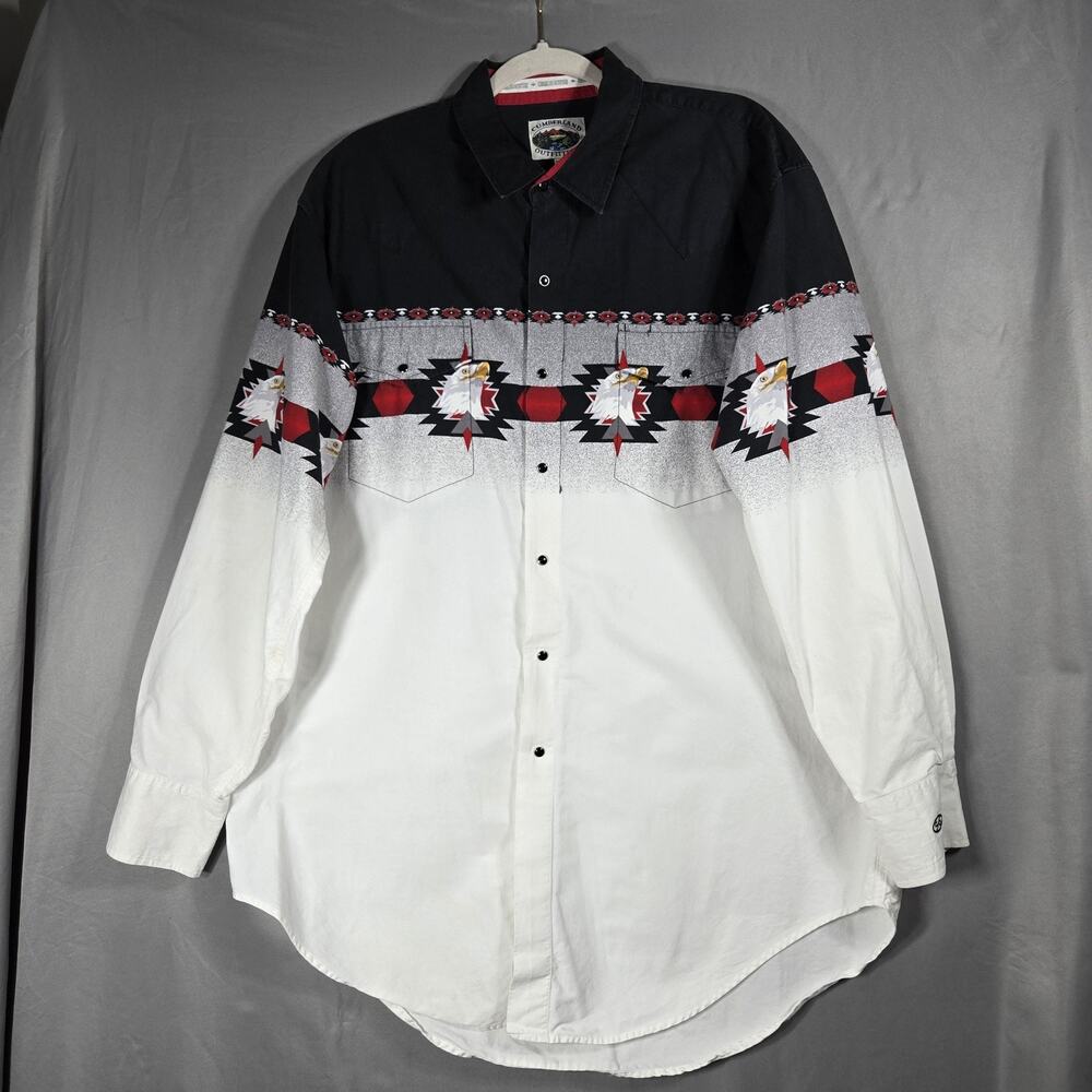 Vintage 90s Cumberland Outfitters Western Shirt Mens 2XL Eagle Southwestern Snap